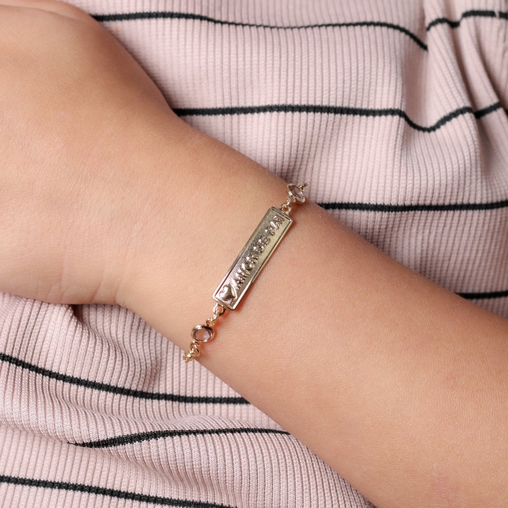 Psti-160-Fo Pulseira Baby Escrito Amor De Pai E Zircônias Cristal