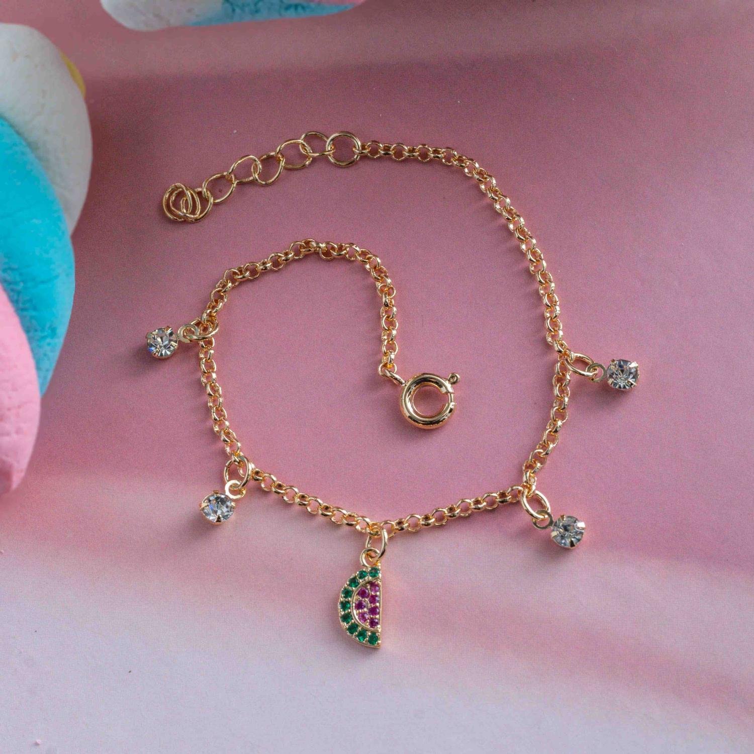 Psti-186-Fo Pulseira Infantil De Melancia E Zircônias