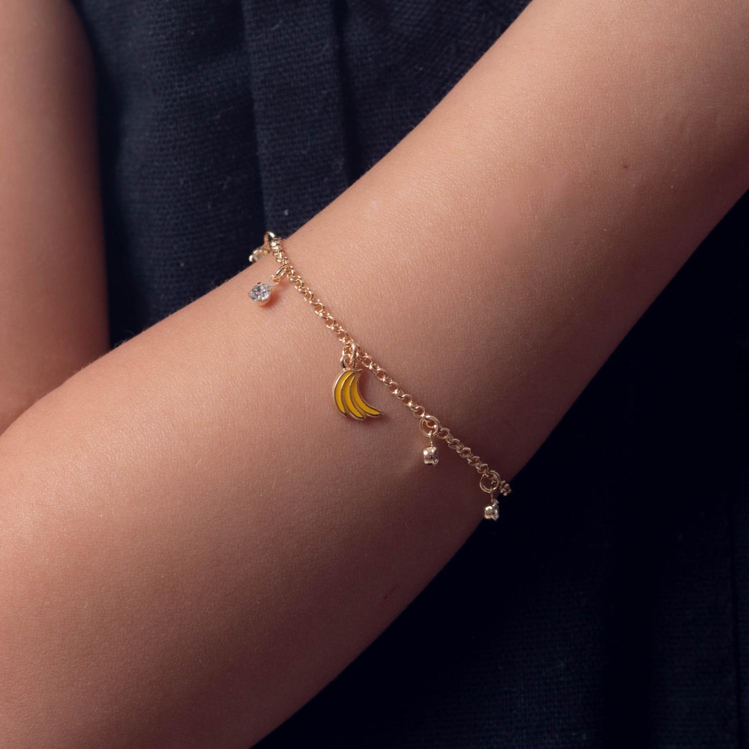 Psti-193-Fo Pulseira Infantil De Banana E Zircônias.