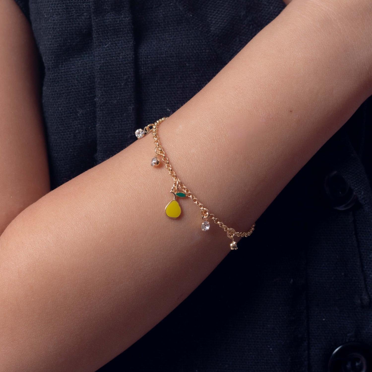 Psti-196-Fo Pulseira Infantil De Pêra Com Resina E Zircônias.