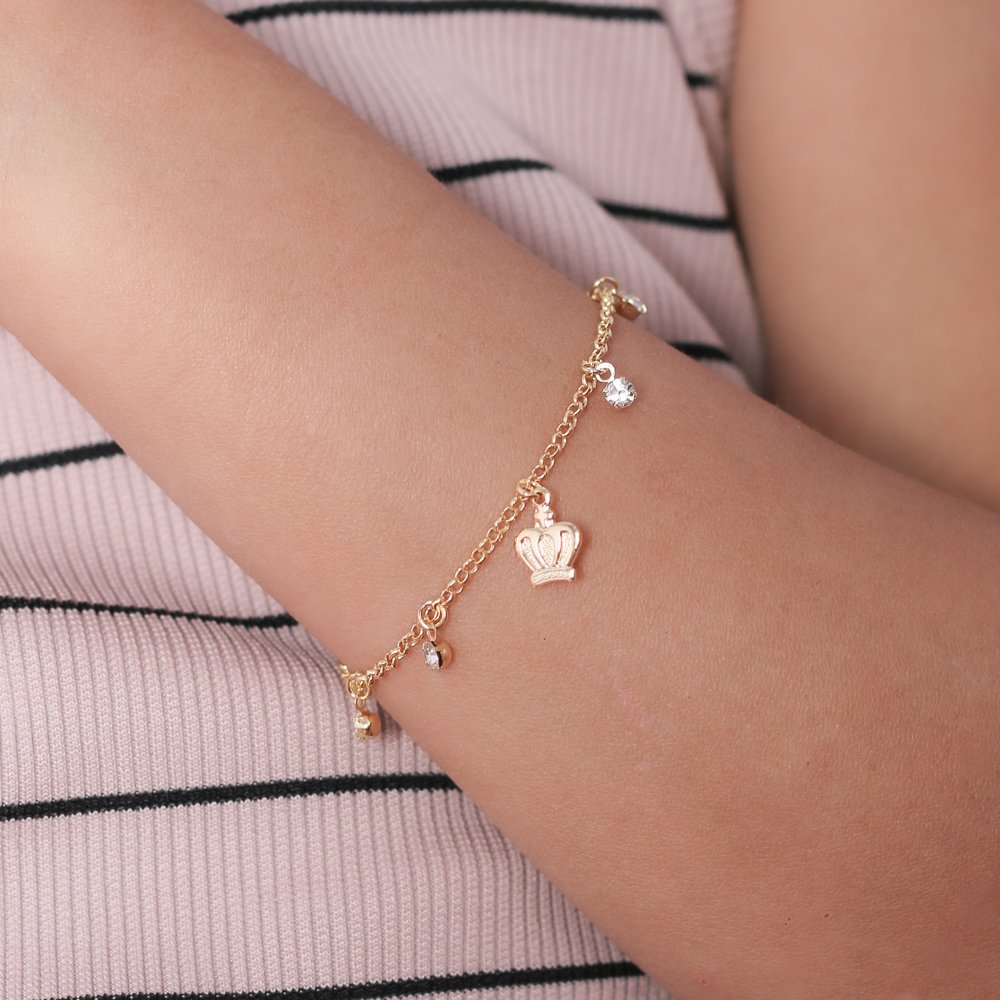 Psti-204-Fo Pulseira Infantil De Coroa E Zircônias.