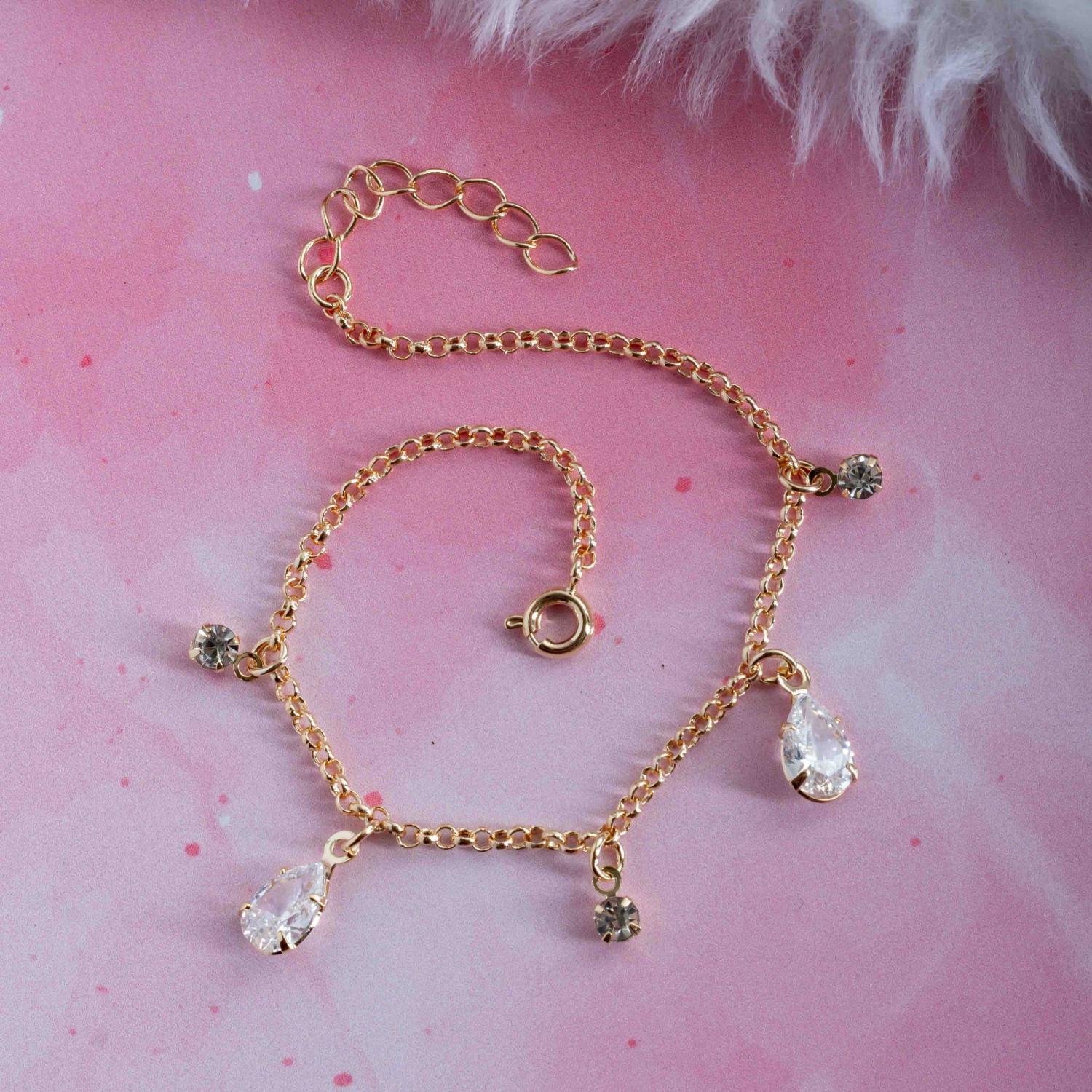Psti-219-Fo Pulseira Infantil De Gotas Cristais.