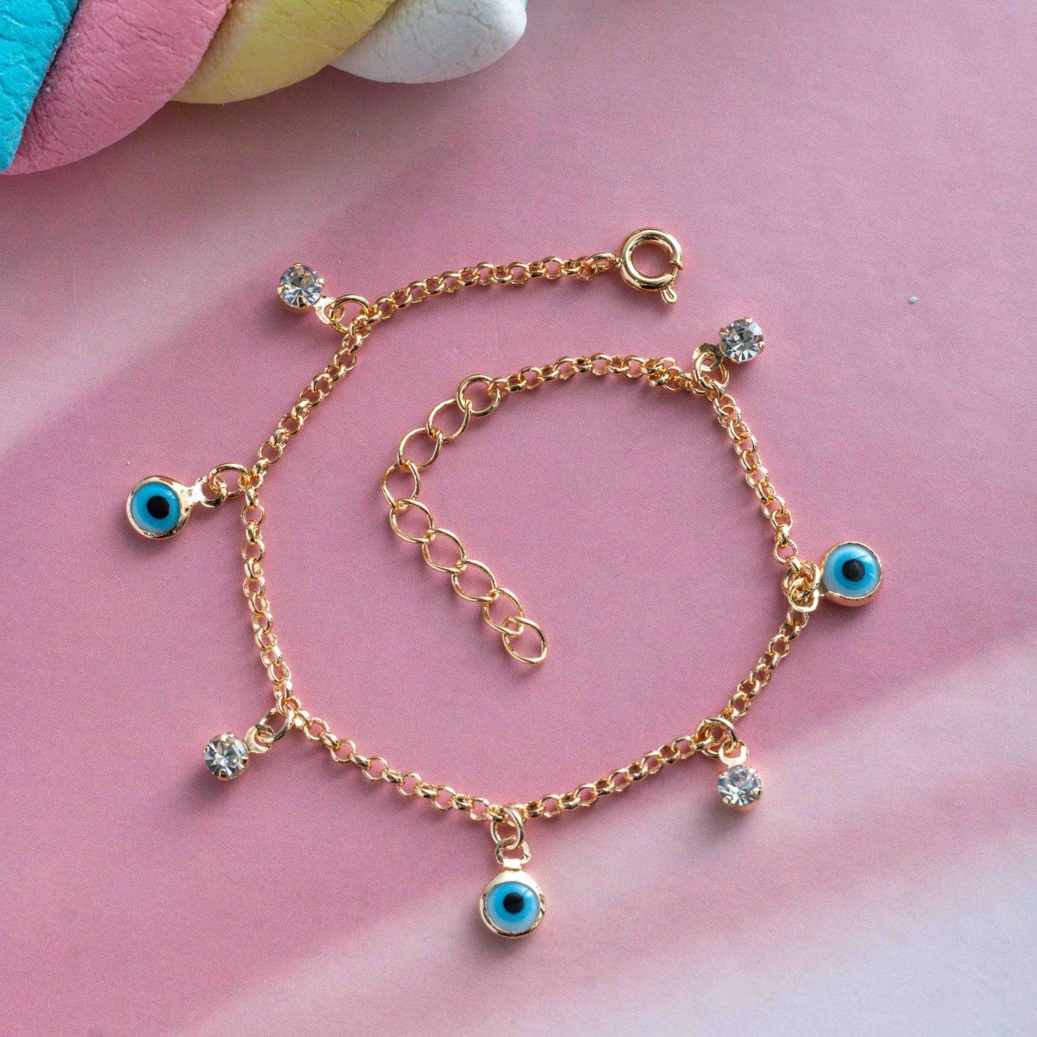 Psti-224-Fo Pulseira Infantil De Olho Grego E Zircônias Cristais.