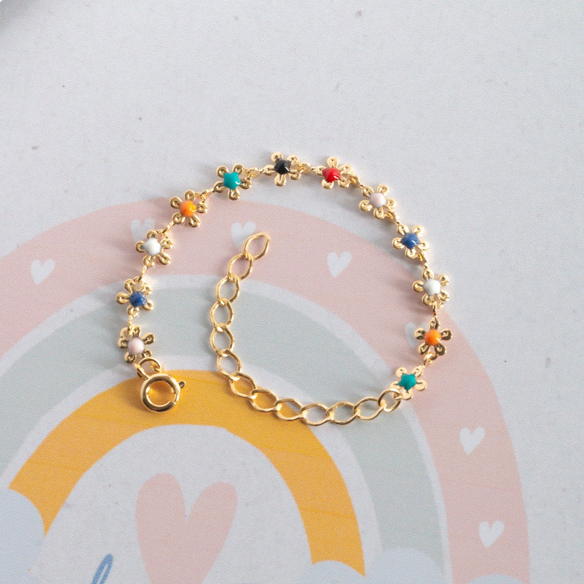 Psti-262-Fo Pulseira De Florzinhas Coloridas Infantil.