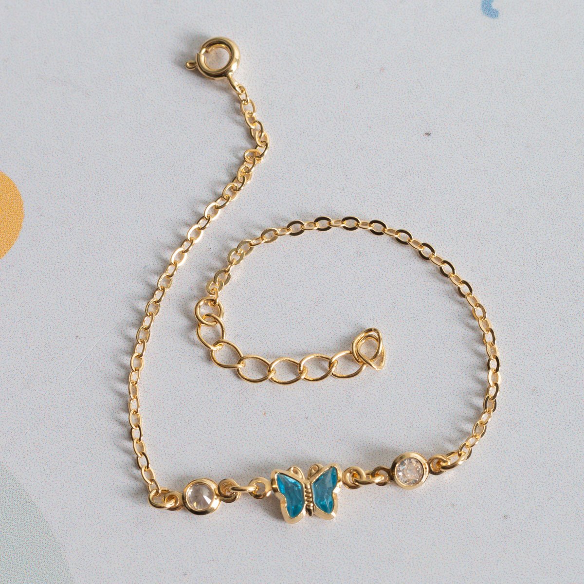 Psti-272-Fo Pulseira Infantil Borboleta Azul.