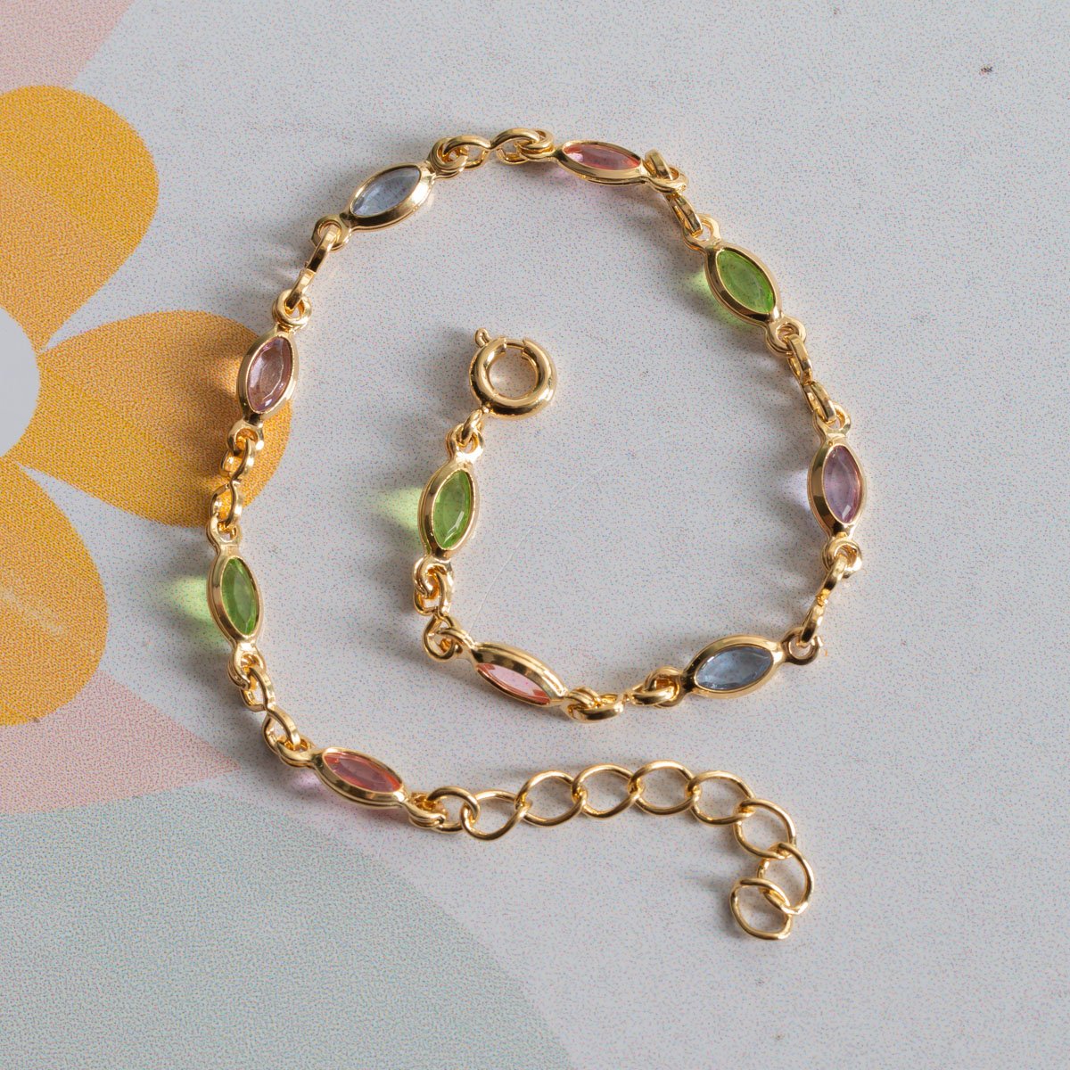 Psti-275-Fo Pulseira Infantil Com Zircônias Coloridas.