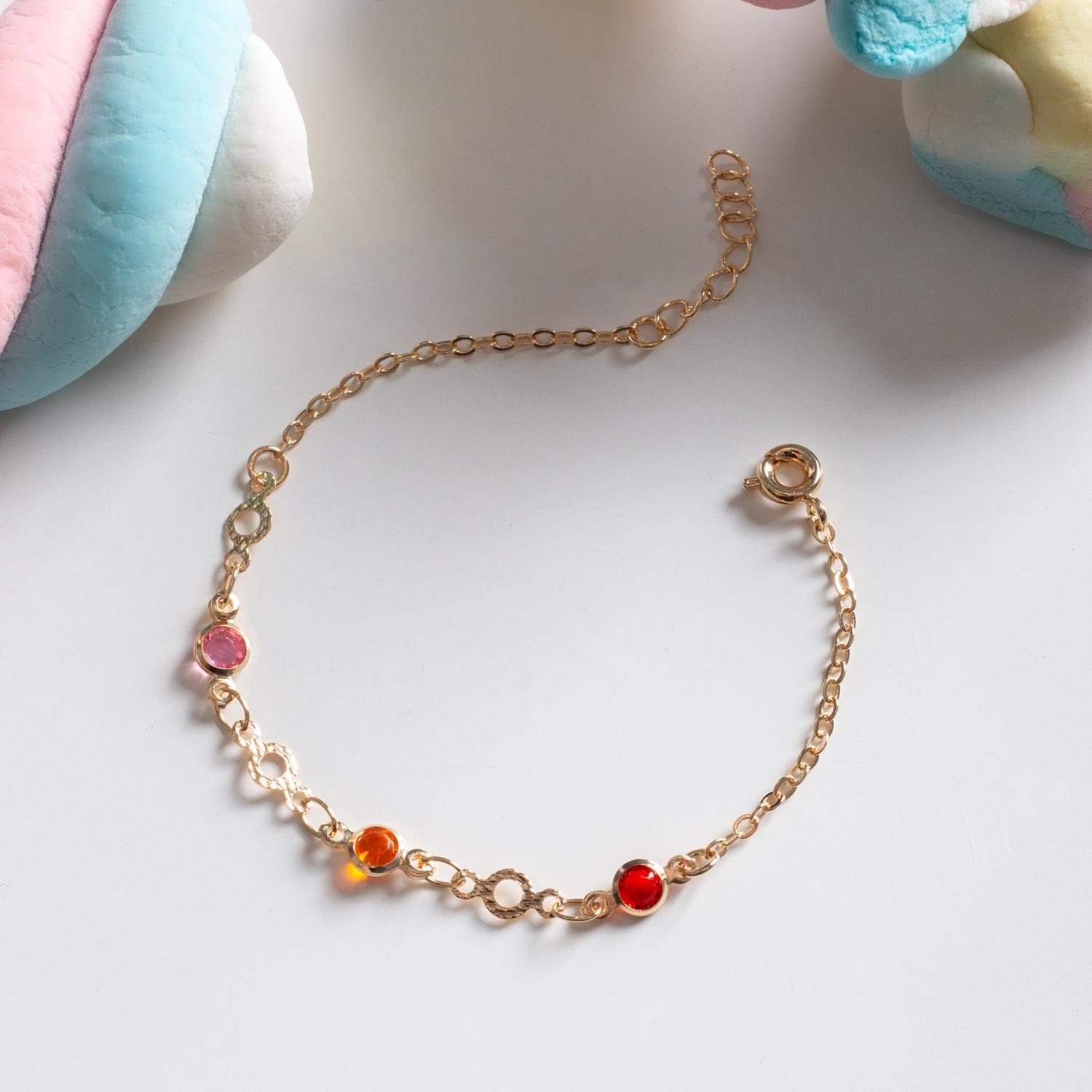 Psti-80-Fo Pulseira Infantil Cravejada Colorida