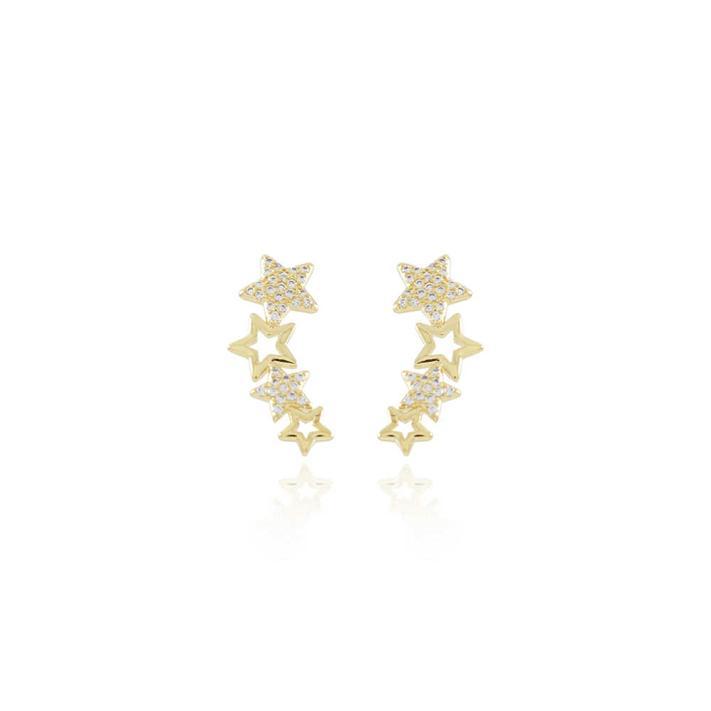 Tn03145-Do Brinco Ear Cuff De Estrelas Cravejado Cristal.
