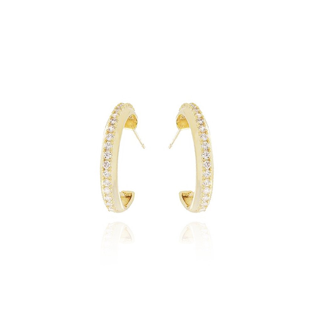 Tn02028-Do Brinco Meia Argola Cravejada Cristal (25mm)