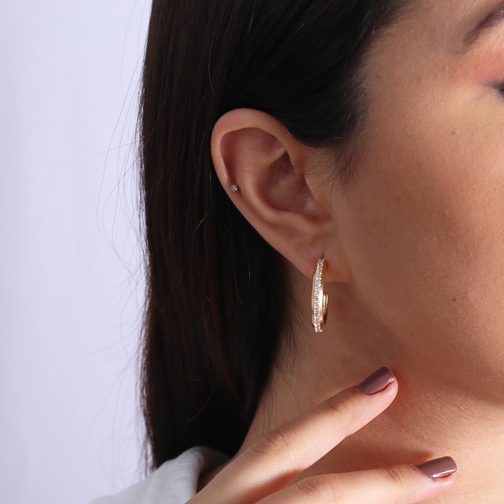 Tn02028-Do Brinco Meia Argola Cravejada Cristal (25mm)