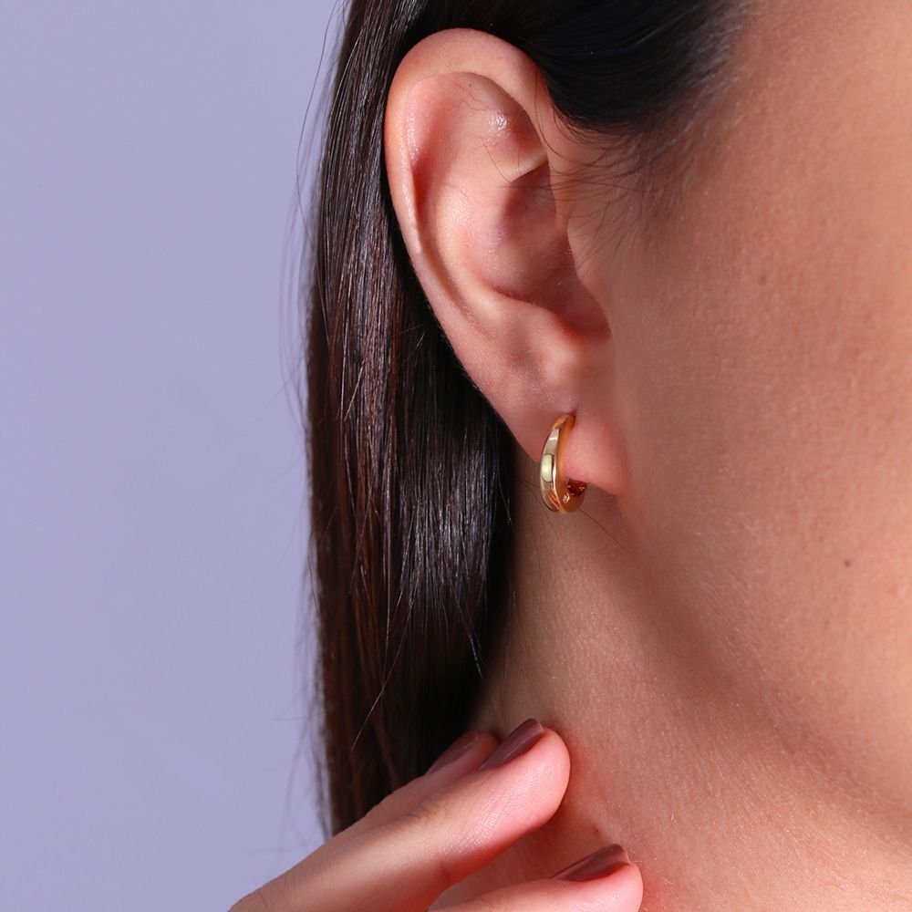 Tn02070-Do Brinco De Argola Articulada Lisa&Nbsp; E Cravejada De Zircônia (13mm).