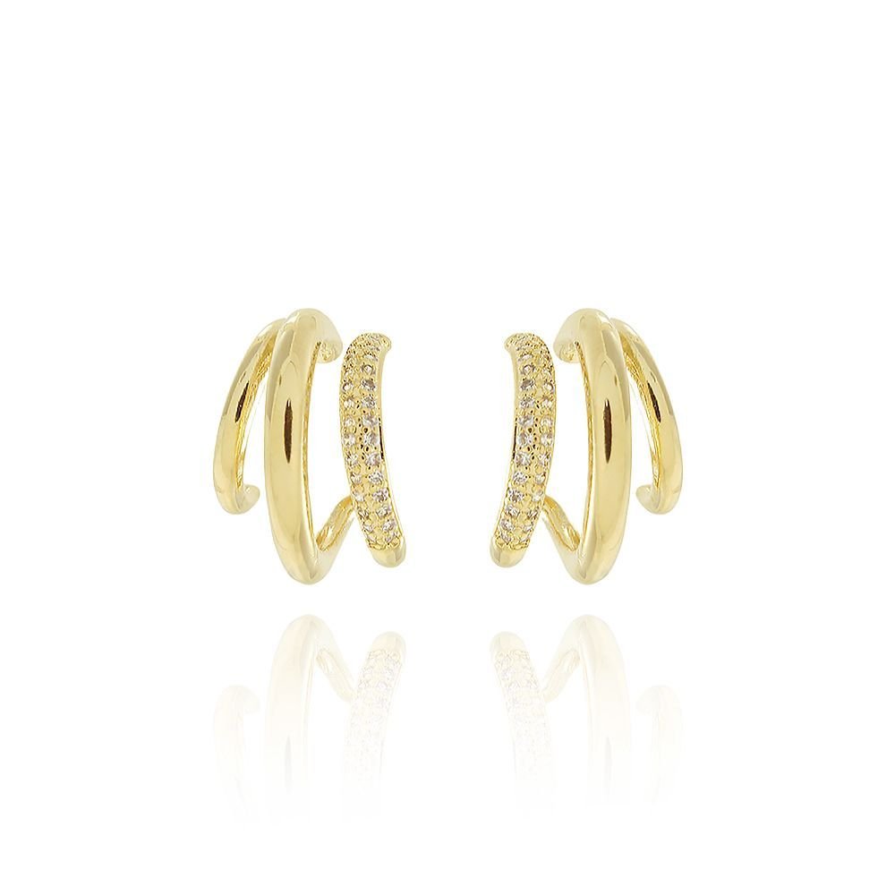Tn02076-Do Brinco Meia Argola Detalhada Cravejada Cristal (19mm)