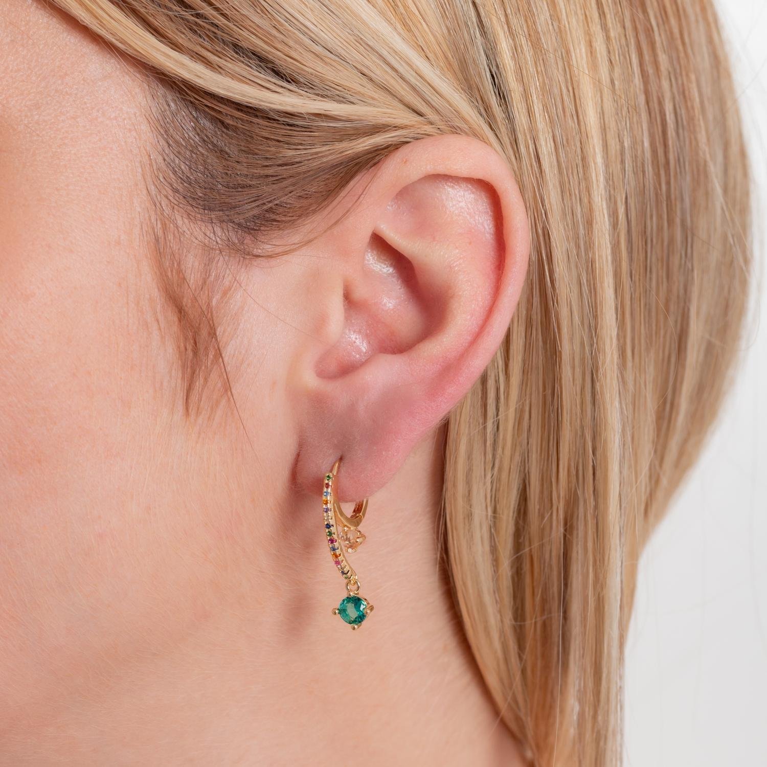 Tn02090-Do Brinco De Argolinha Detalhada Cravejada Colorido (28mm)