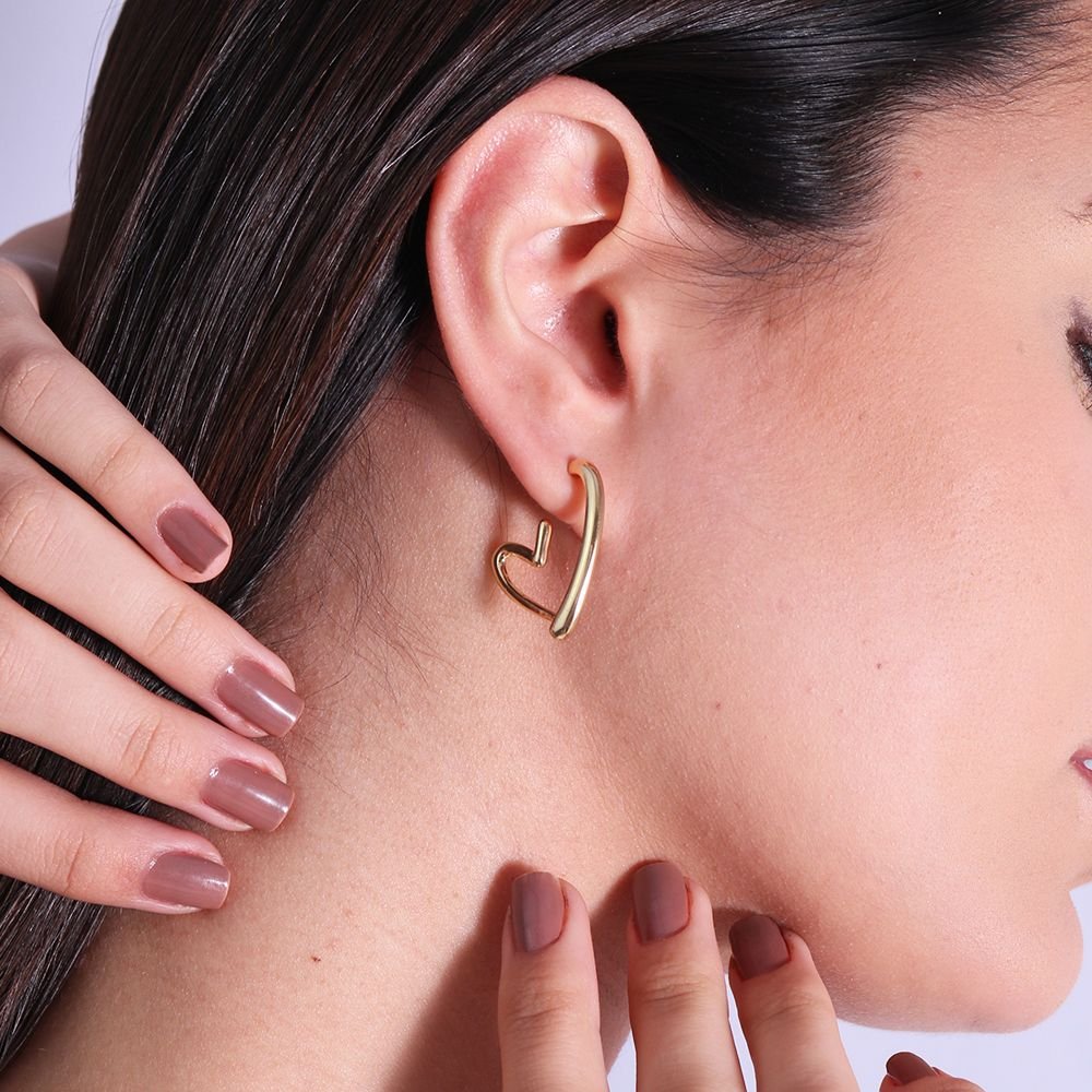 Tn02100-Do Brinco Meia Argola De Coração (27,5mm)