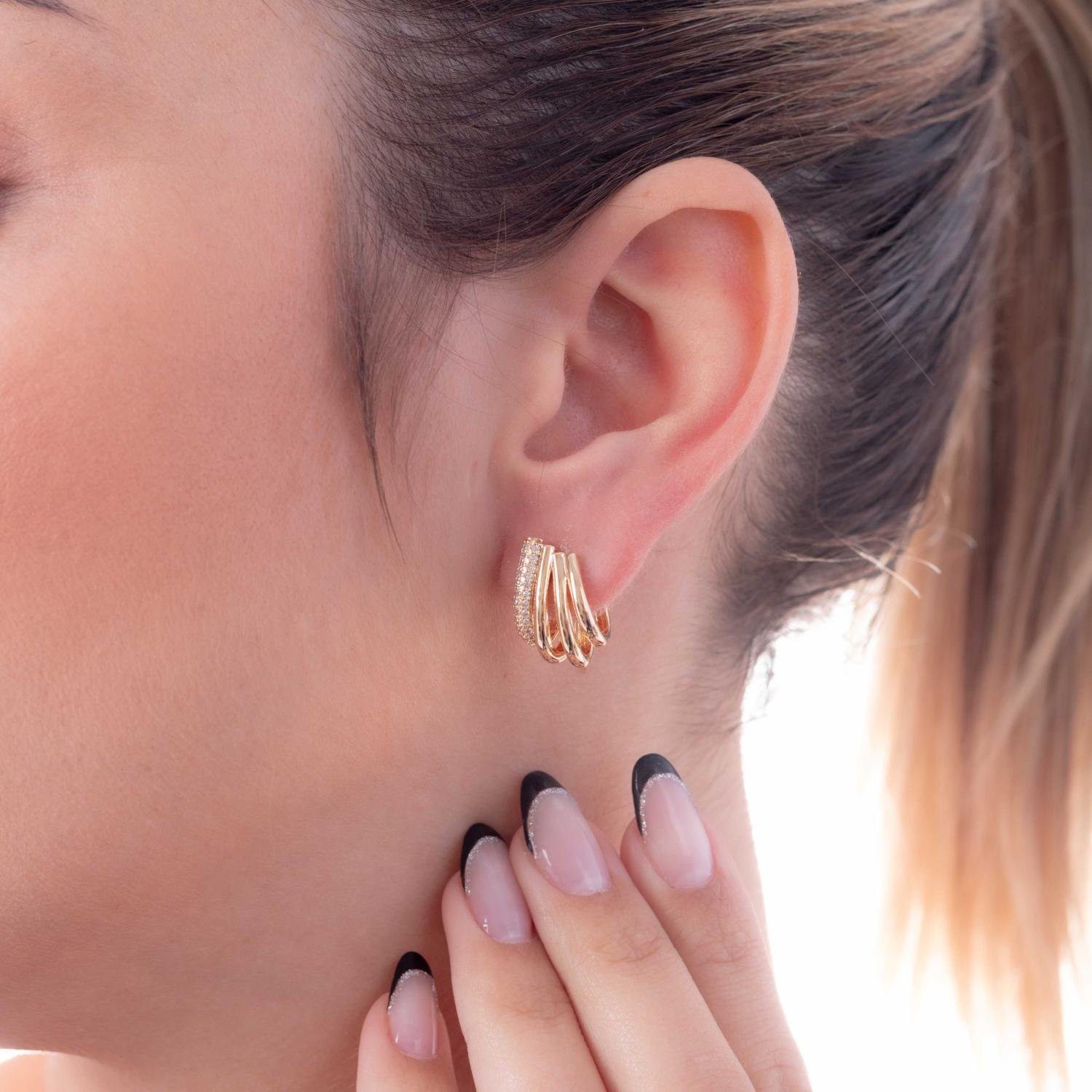 Tn02113-Do Brinco Cravejado De Mini Zircônias Cristal (1,8cm).