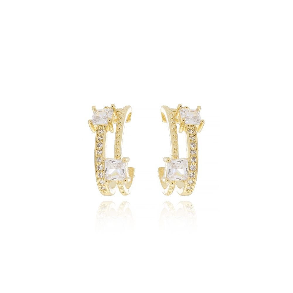 Tn02115-Do Brinco Meia Argola Detalhada Cravejado Cristal (20mm)