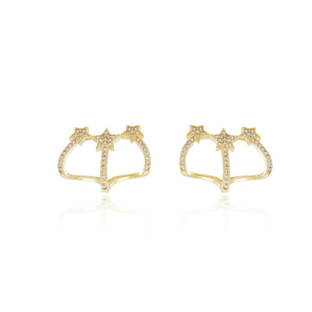 Tn02116-Do Brinco Ear Cuff De Estrelas E Cravejado Cristal