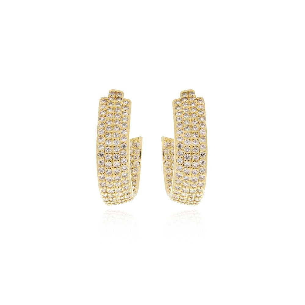 Tn02127-Do Brinco Meia Argola Cravejado Cristal (20mm)