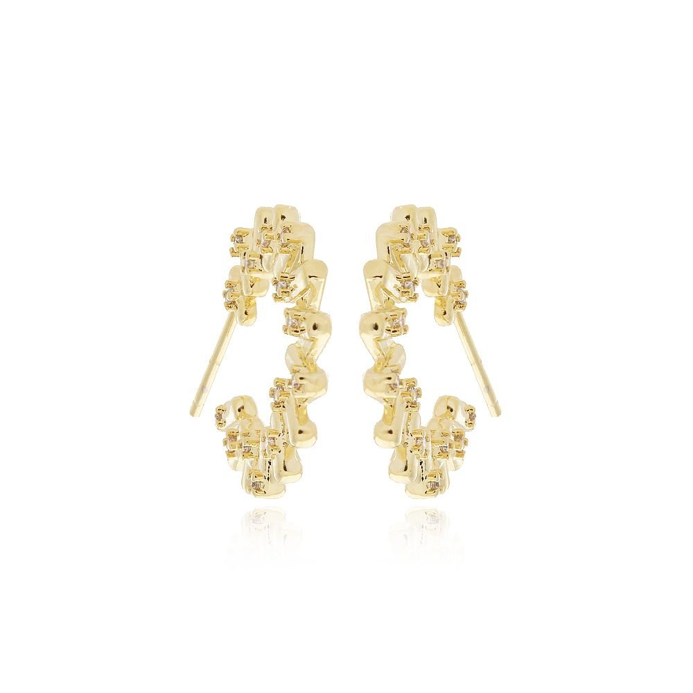 Tn02130-Do Brinco Meia Argola Detalhada Cravejado Cristal (20mm)