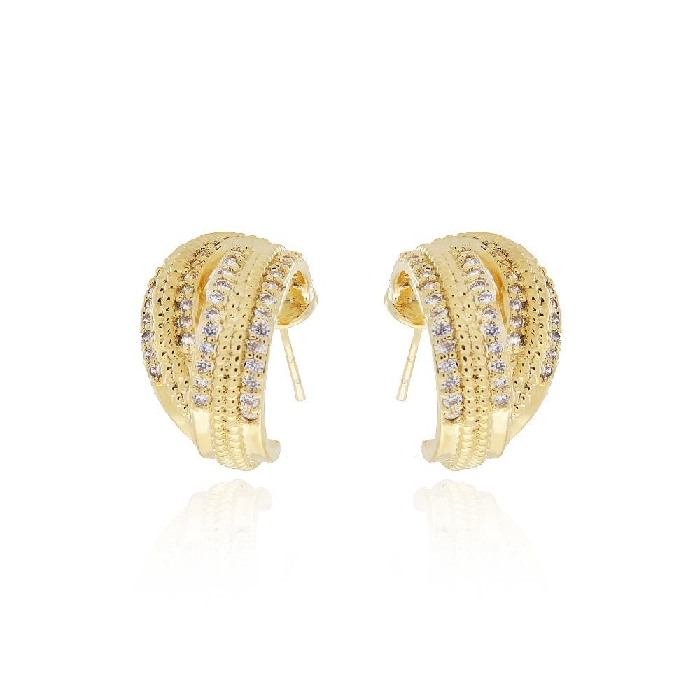 Tn02134-Do Brinco Meia Argola Cravejada Cristal (18mm)