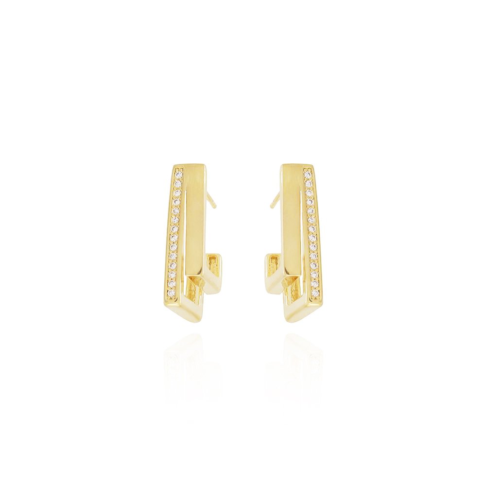 Tn02139-Do Brinco Meia Argola Quadrada Cravejado Cristal (19mm)