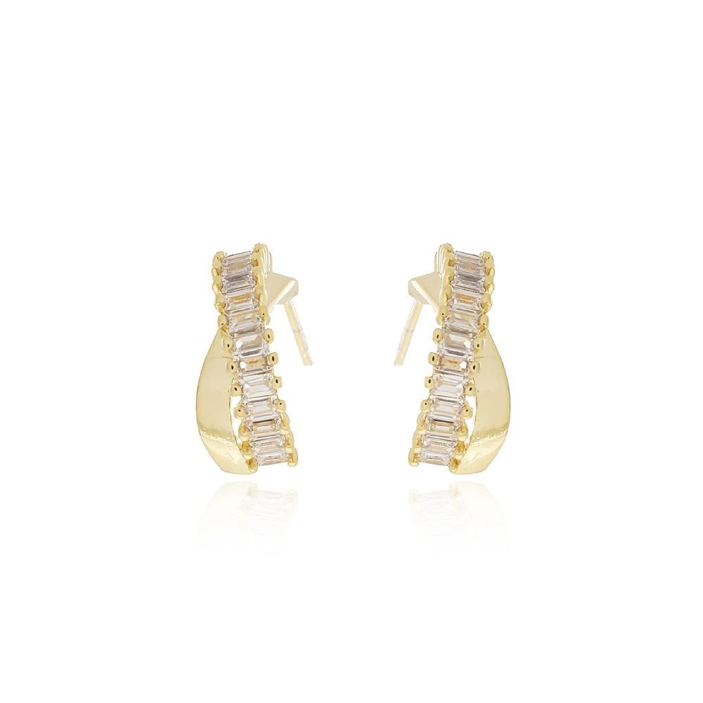 Tn02141-Do Brinco Meia Argola Transpassada Cravejado Cristal (16mm)