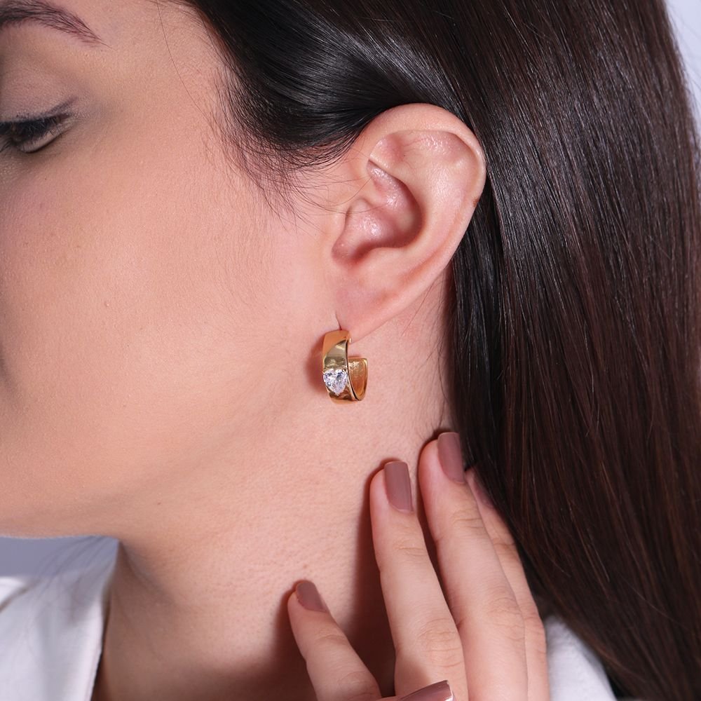 Tn02147-Do Brinco De Argolinha Articulada Cravejada De Coração (18,5mm)