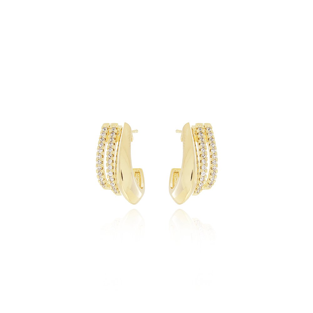 Tn02155-Do Brinco Meia Argola Detalhada Cravejado Cristal (19mm)