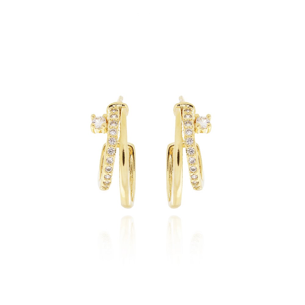 Tn02158-Do Brinco Meia Argola Detalhada Cravejada (17,5mm)
