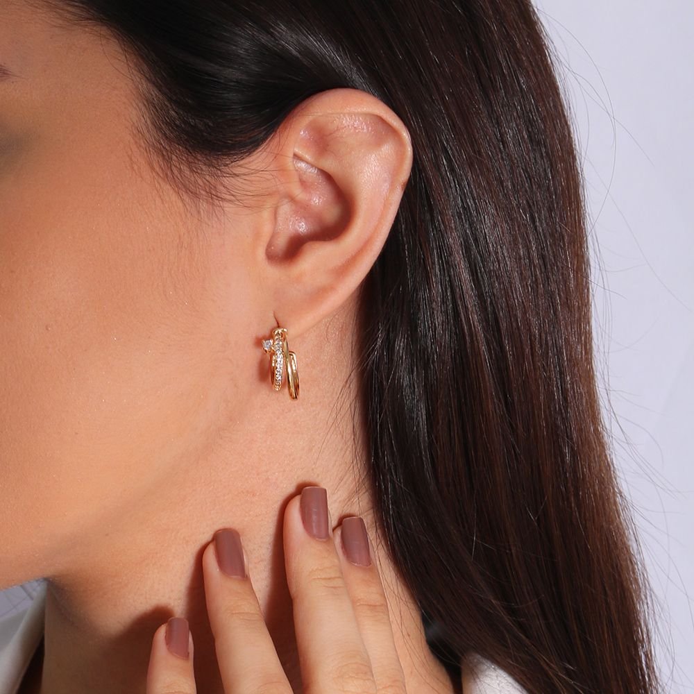 Tn02158-Do Brinco Meia Argola Detalhada Cravejada (17,5mm)