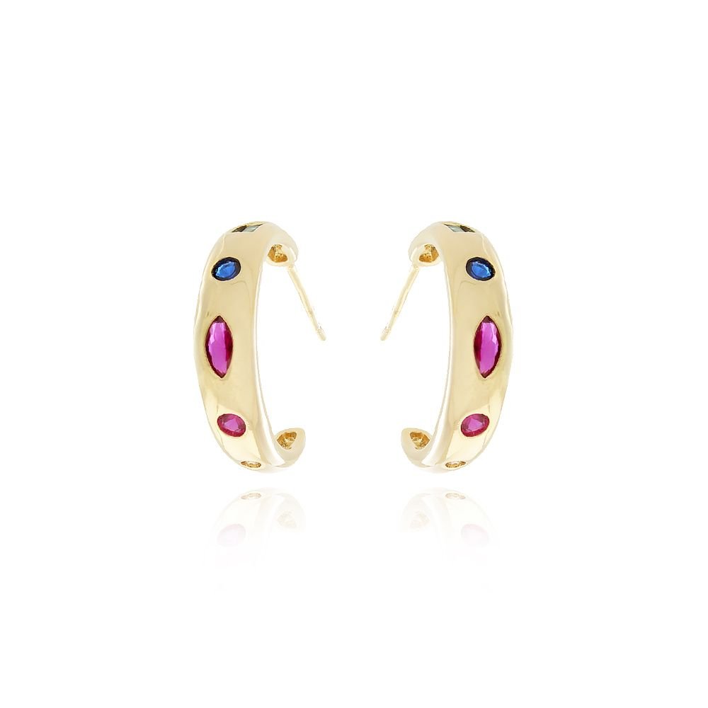 Tn02171-Do Brinco Meia Argola Cravejado Colorido (20mm)