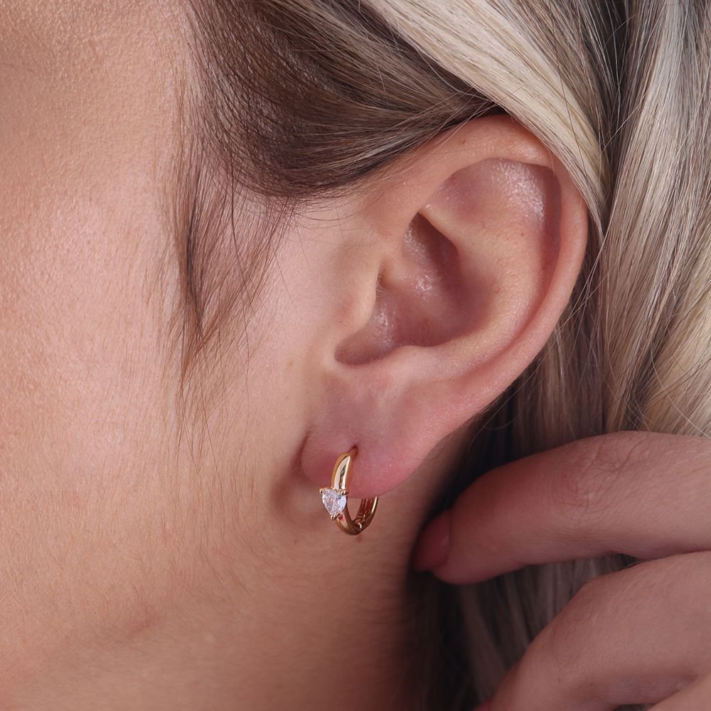 Tn02185-Do Brinco De Argolinha Articulada Cravejada De Coração (14mm)