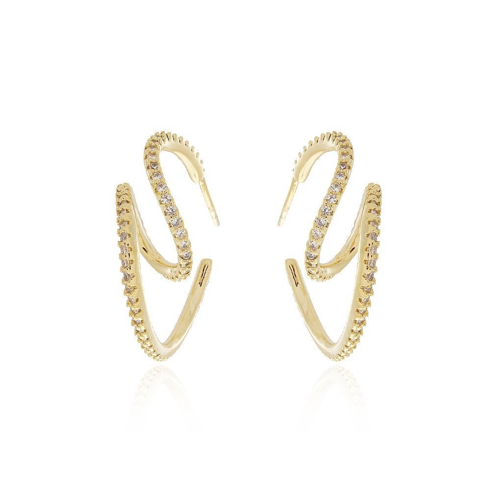 Tn02204-Do Brinco Meia Argola Torcida Cravejada Cristal (27mm)