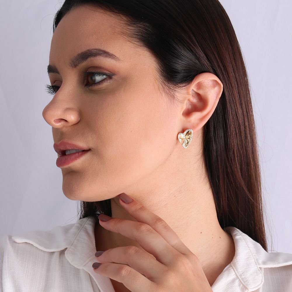 Tn02218-Do Brinco De Coração Detalhado Cravejado Cristal (19mm)
