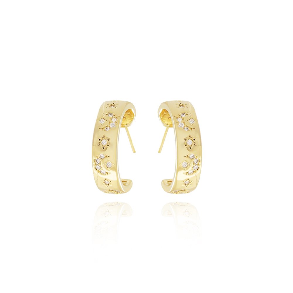 Tn02231-Do Brinco Meia Argola Detalhada Cravejado Cristal (20mm)