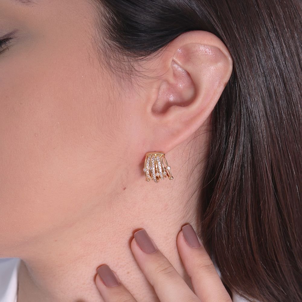 Tn02232-Do Brinco Meia Argola Detalhada Cravejado Cristal (15mm)