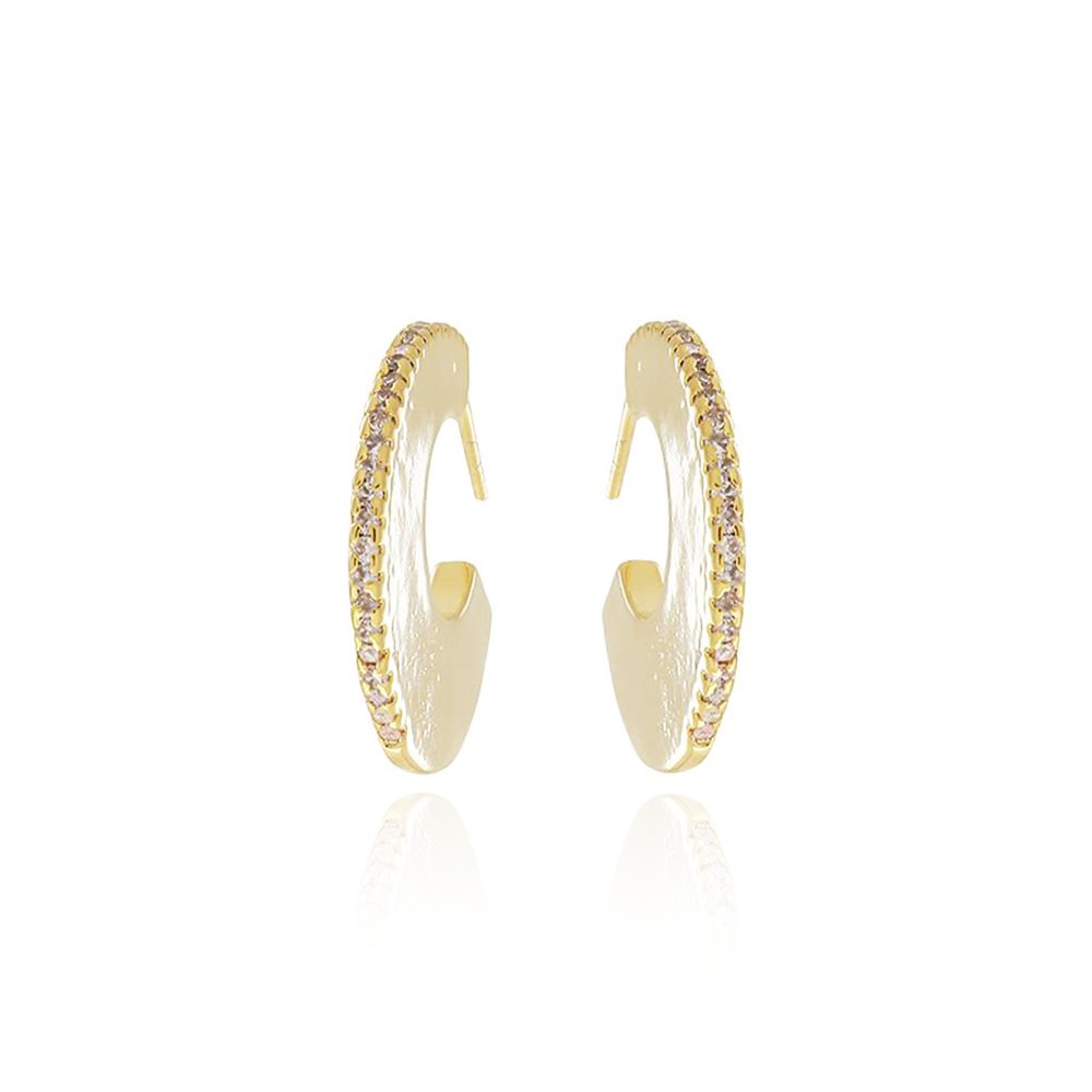 Tn02234-Do Brinco Meia Argola Cravejado Cristal (21mm)