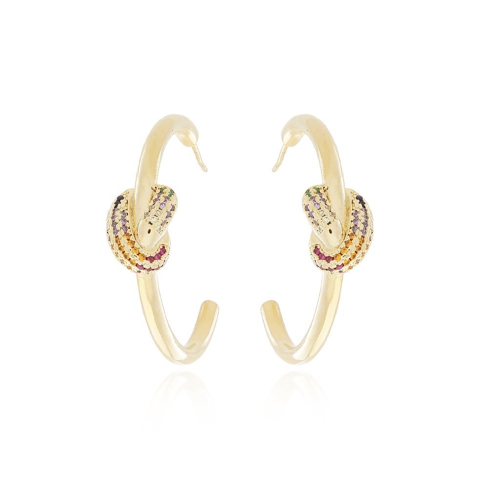 Tn02253-Do Brinco Meia Argola Detalhada Cravejada Colorida (27,5mm)