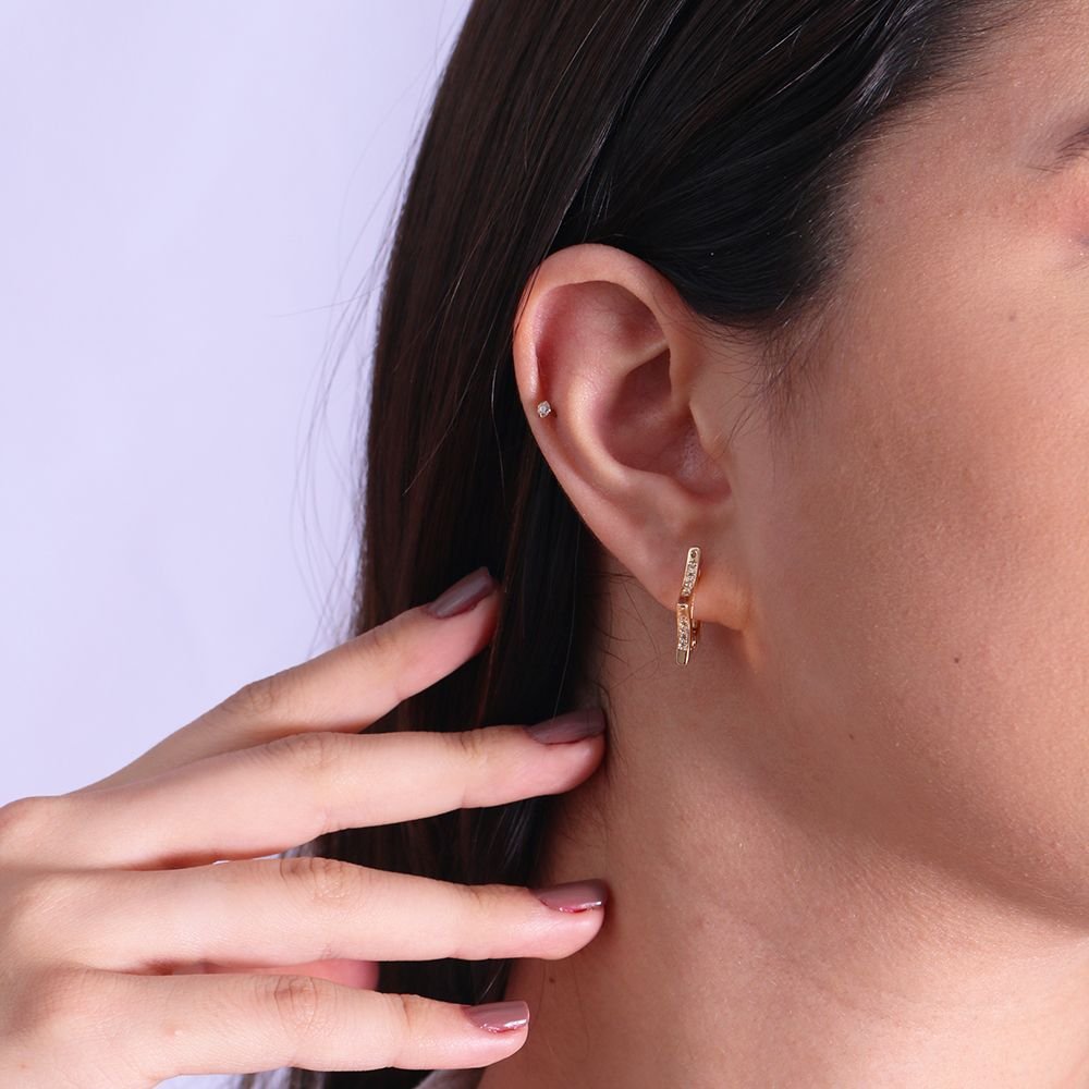 Tn02262-Do Brinco De Argola Articulada De Estrela Cravejado (19mm)