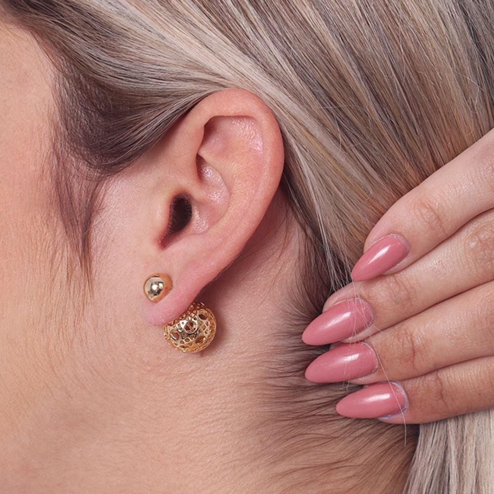 Tn03016-Do Brinco Bola Dourada Lisa Tarraxa Esfera (8mm/14mm) 