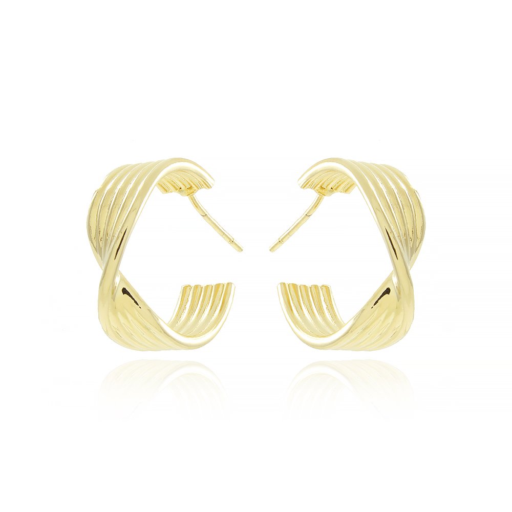 Tn03032-Do Brinco Meia Argola Transpassada Detalhada (21mm)