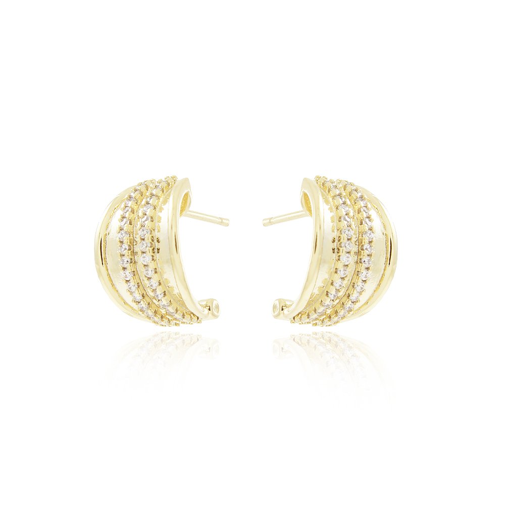 Tn03072-Do Brinco Meia Argolinha Cravejada De Zircônias