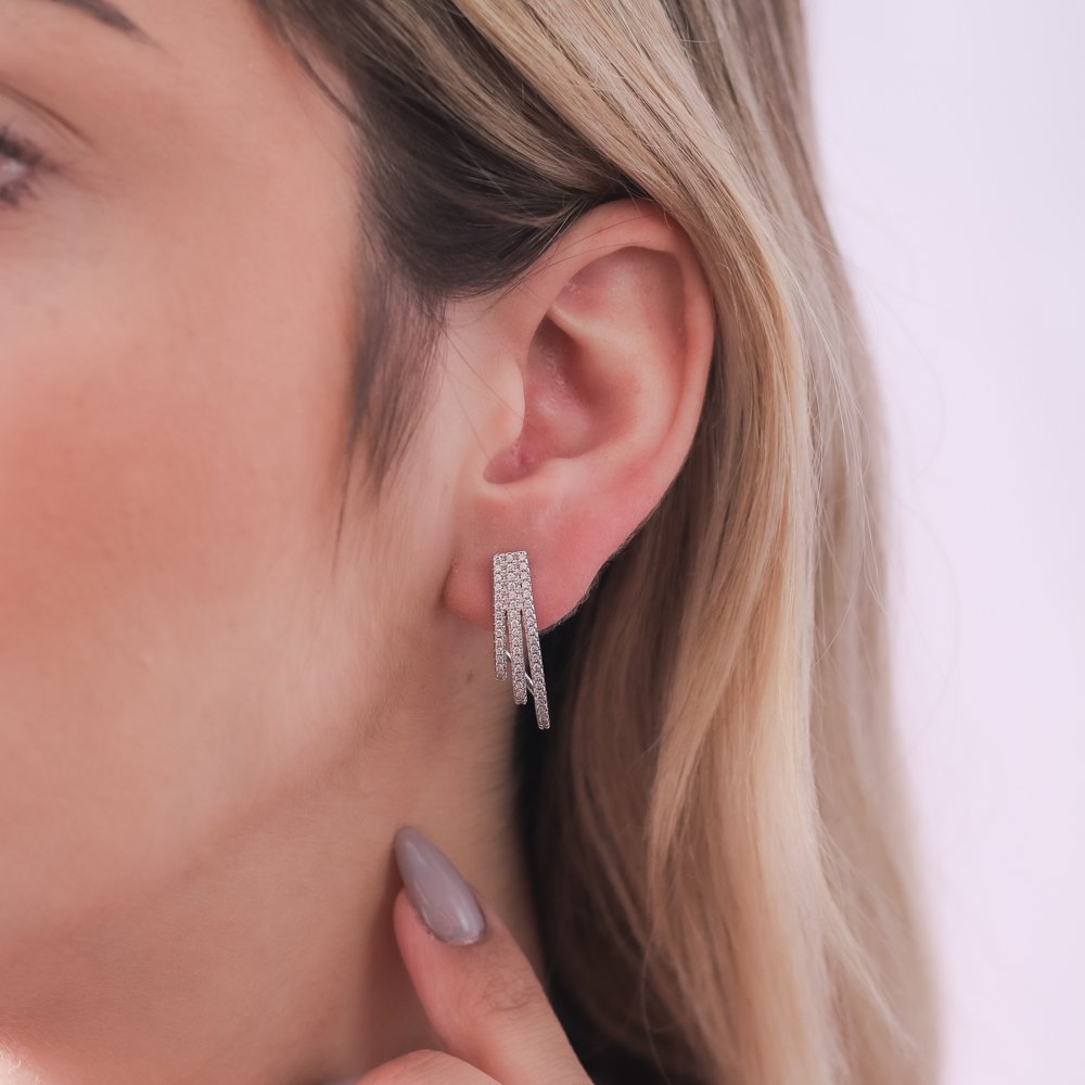 Tn03079-Rd Brinco Ear Hook Cravejado De Zircônias Cristais.