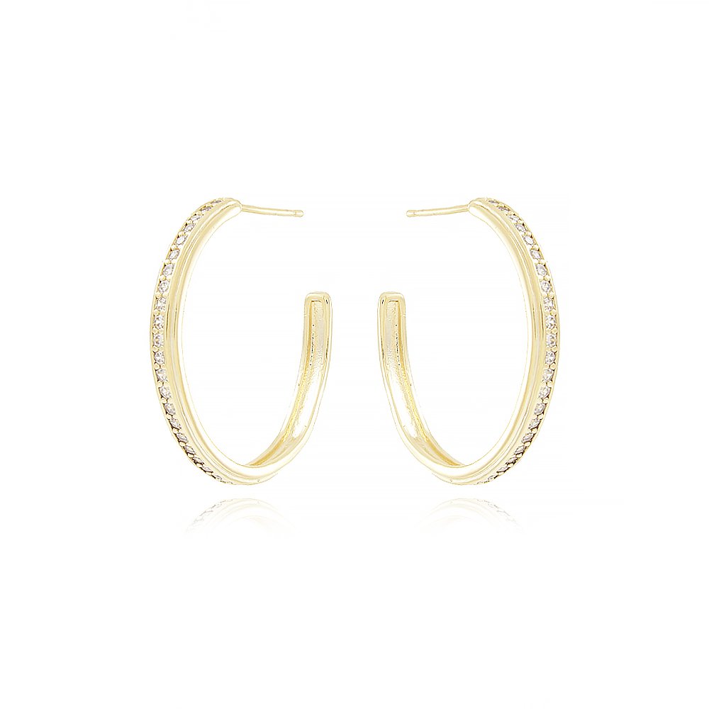 Tn03089-Do Brinco Meia Argola Cravejada Com Zircônias (27,5mm)