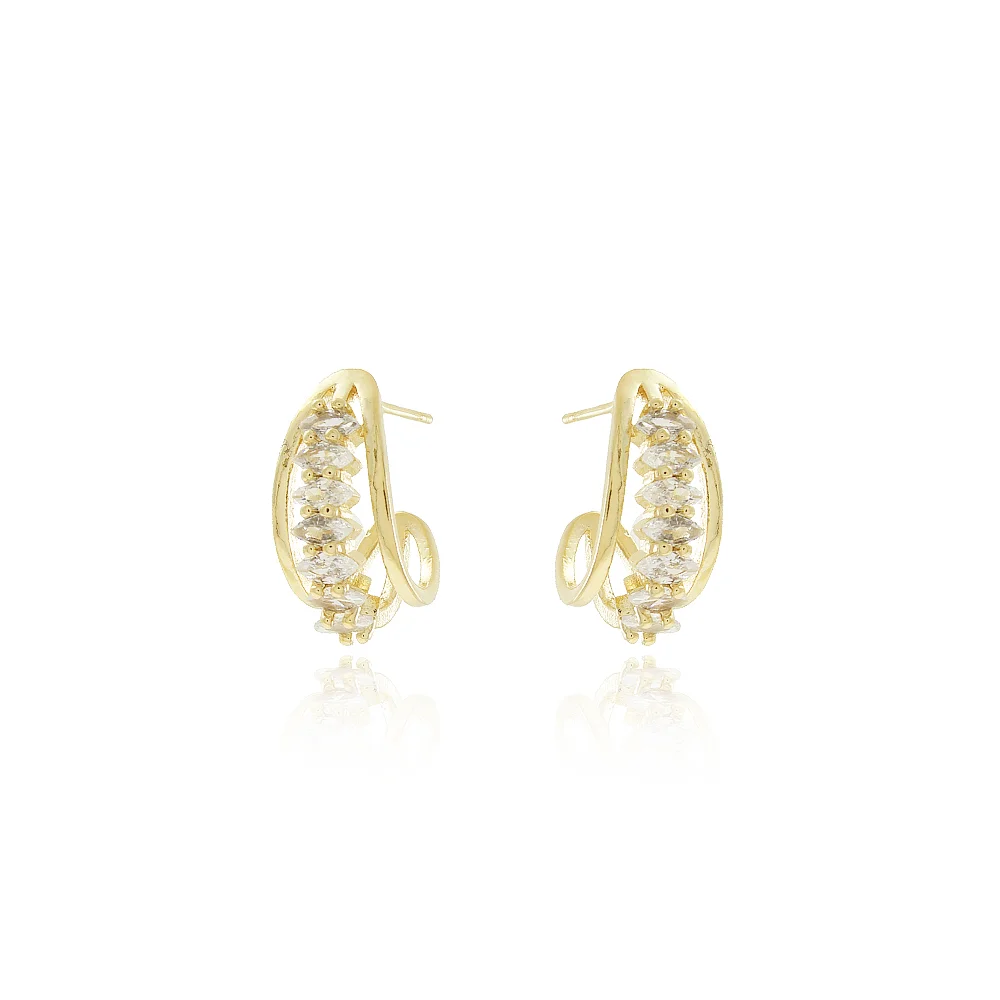 Tn03148-Do Brinco Meia Argola De Zircônias Cristal