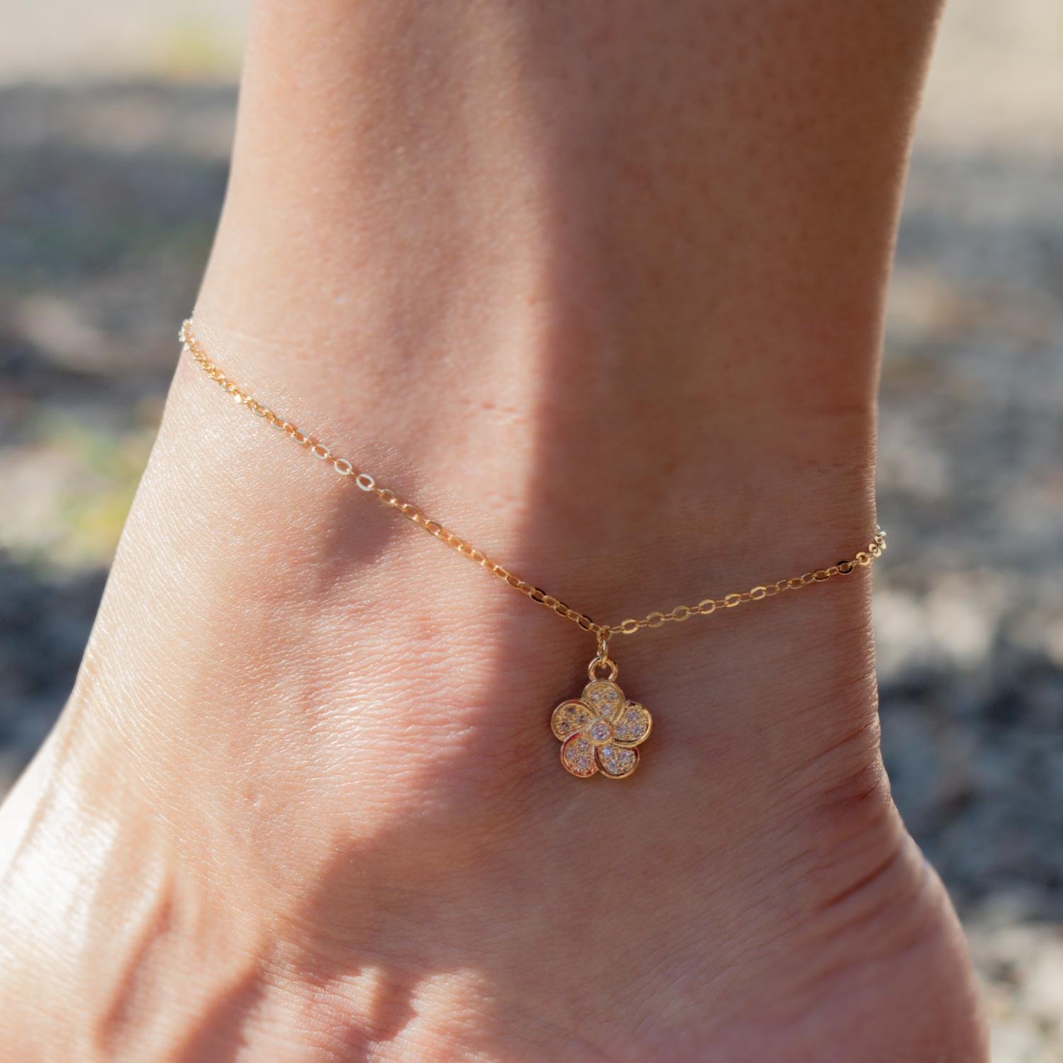 Tor-1132-Fo Tornozeleira De Flor Cristal.