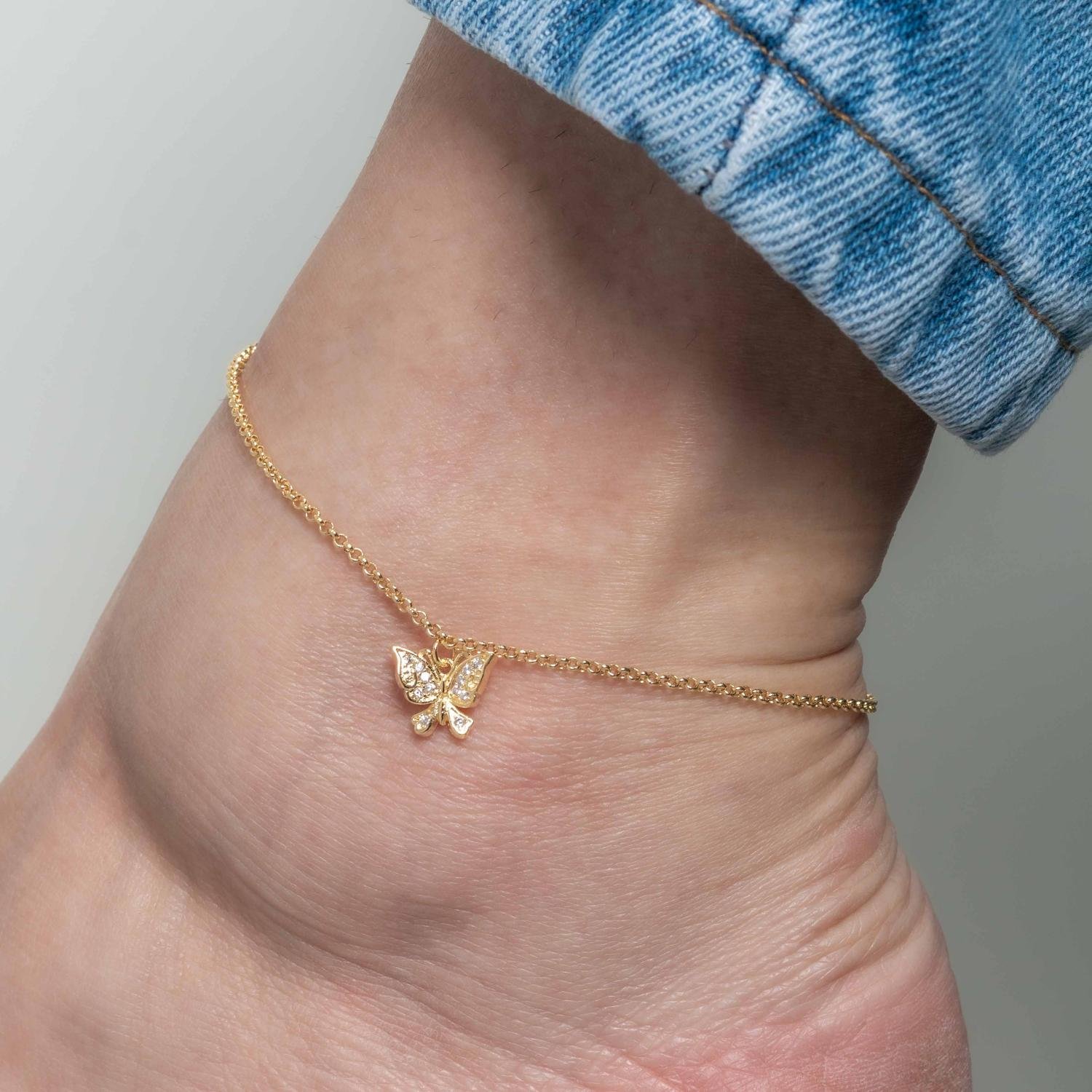 Tor-1169-Fo Tornozeleira De Borboleta Cristal.