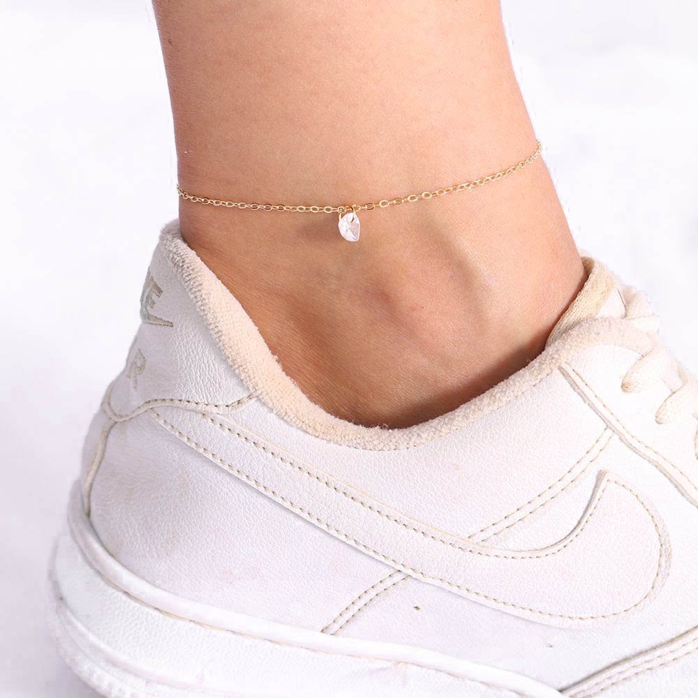 Tor-304-Fo Tornozeleira Com Coração De Pedra Cristal