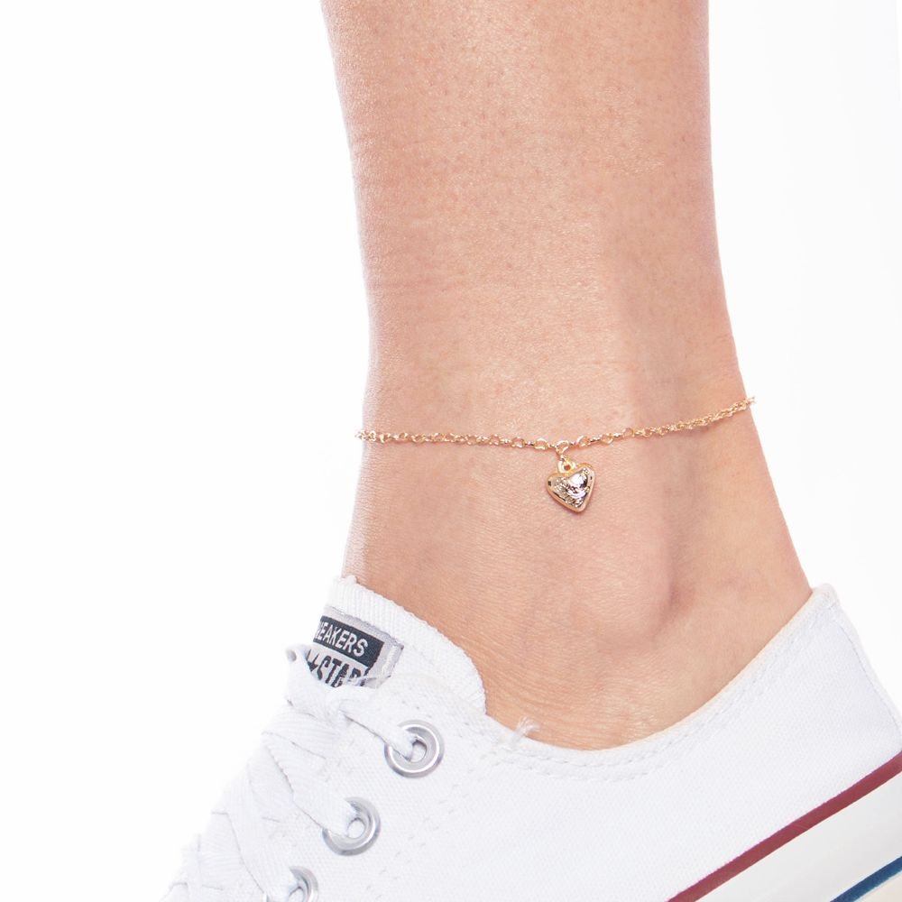 Tor-321-Fo Tornozeleira De Coração Desenhado Com Flor E Love. Tor-321-Fo Tornozeleira De Coração Desenhado Com Flor E Love.