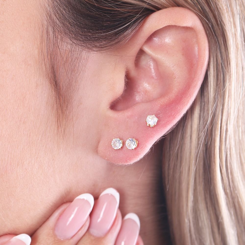 Trio-1080-Do (Baby) Trio De Brincos Pontos De Luz (4mm)